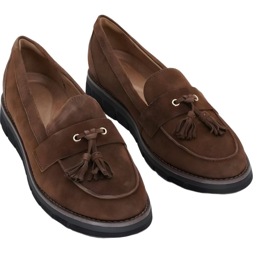 Women's Vienne Tassel Loafers Brown Cognac Casual US 11M